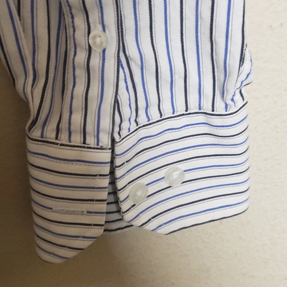 3/$15 MB Studio Polo Black and Blue Stripes - Picture 2 of 5